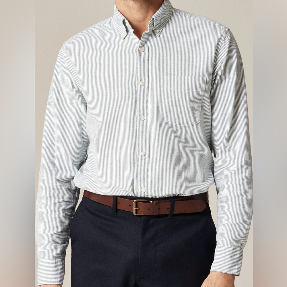 JCREW Men's Light Blue/Green Botton Down Shirt